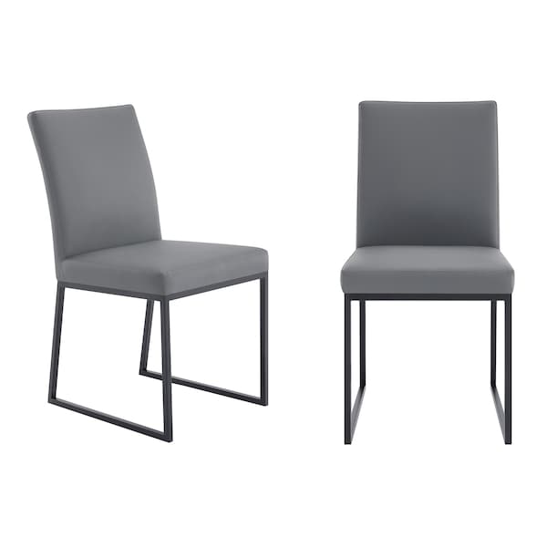 Armen Living Trevor Contemporary Dining Chair in Matte Black Finish and Gray Faux Leather, PK2 LCTRCHMBGR - main